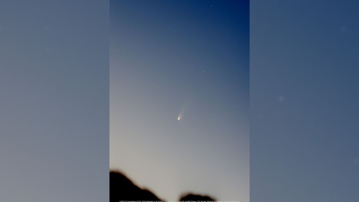 Michael Mattiazzo imaged Comet Tsuchinshan-ATLAS on September 17 at 19:25 UT using a C11 RASA f/2.2 + Canon 6D from Swan Hill, Victoria, Australia.