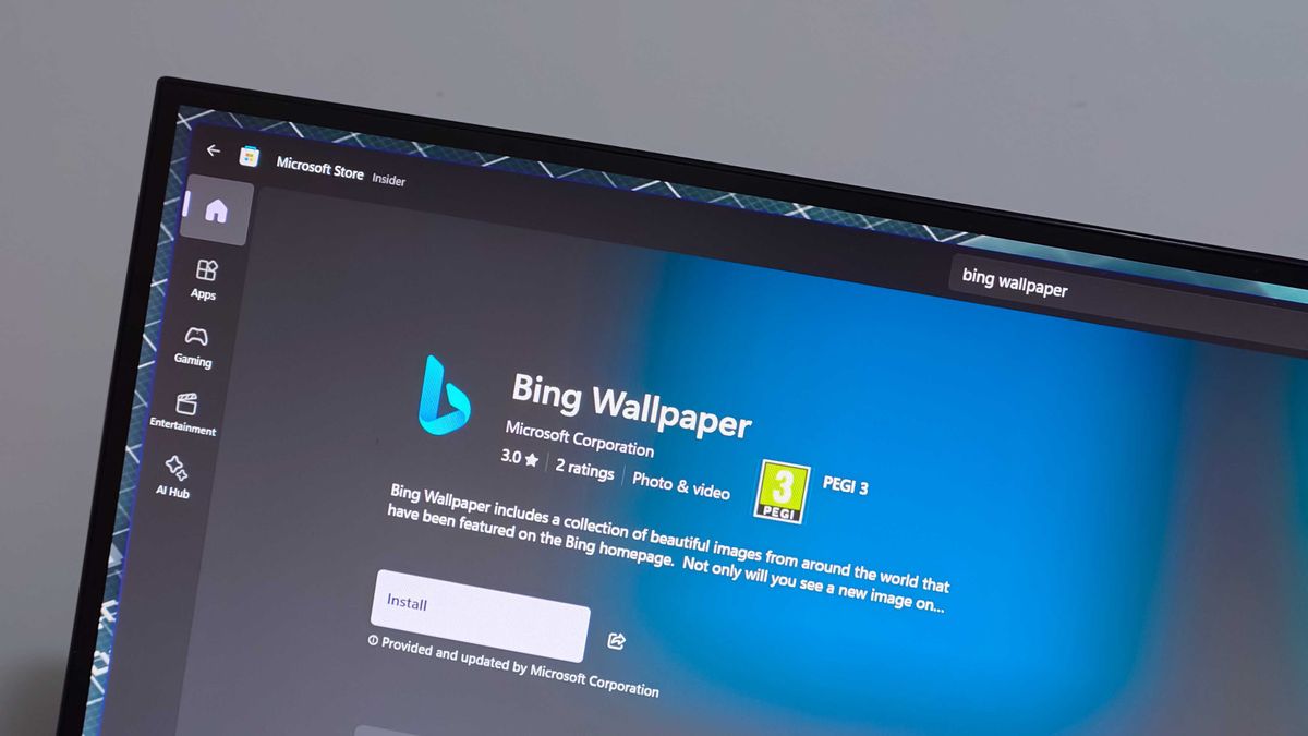 The Bing Wallpaper app in the Microsoft Store on Windows 11