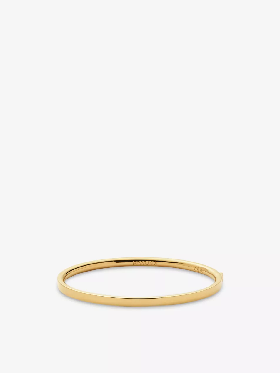 Classic Hinged 18ct Yellow Gold Vermeil Bangle - S
