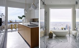 Left: kitchen and right: bathroom