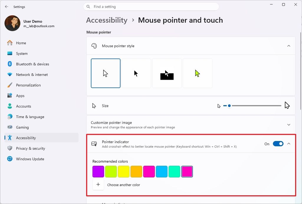 Pointer Indicator on Windows 11