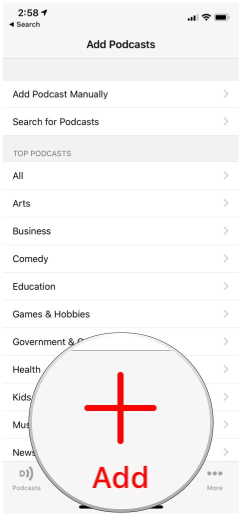 Downcast add podcast view