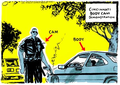 Editorial cartoon U.S. Cincinnati Body Cameras