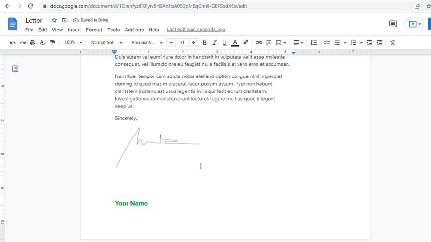 The right way to add a handwritten signature in Google Docs