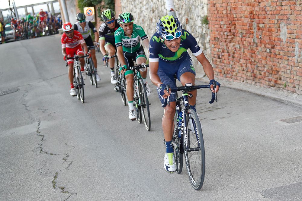 Richard Caracas (Movistar) rides in the breakaway during stage 2 at the Giro della Toscana