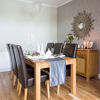 dining area with wooden floor and dining table