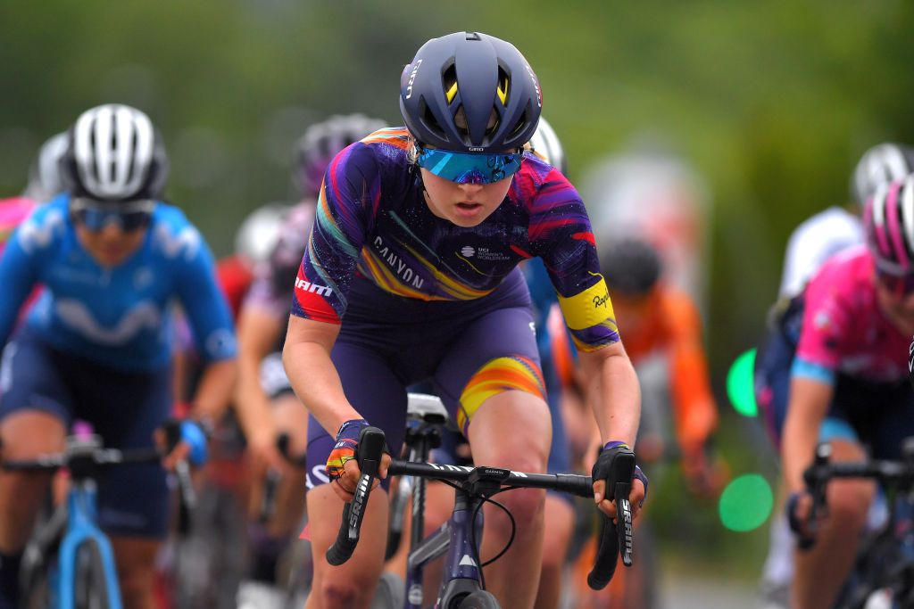 DURANGO SPAIN MAY 18 Mikayla Harvey of New Zealand and Team Canyon SRAM Racing during the 20th DurangoDurango Emakumeen Saria 2021 a 1157km stage from Durango to Durango scduranguesa DurangoDurango2021 on May 18 2021 in Durango Spain Photo by Luc ClaessenGetty Images