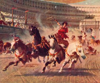 'The Chariot Race', c1882, 4.5ft by 11.5ft Alexander von Wagner (1838-1919) which hangs in Manchester Art Gallery.