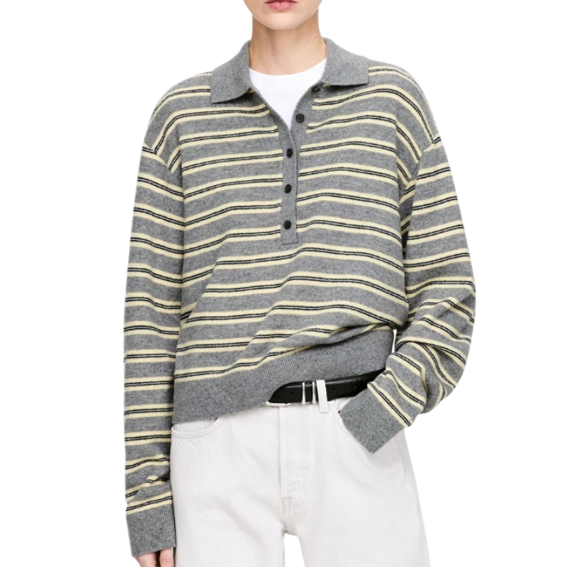 ARKET, Wool Polo Jumper &amp;ndash; Grey/yellow/black &amp;ndash; Women &amp;ndash; Arket Gb