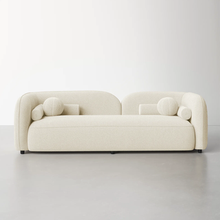 Geometric statement boucle sofa.