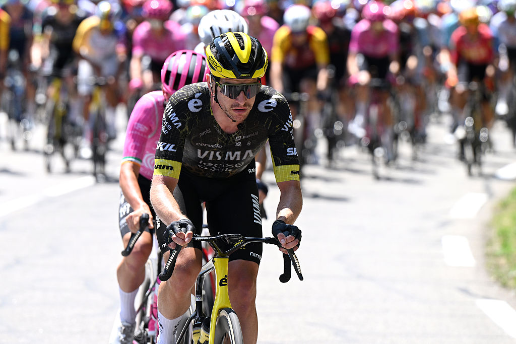ORCIERES, FRANCE - JULY 23: Edoardo Affini of Italy and Team Visma | Lease a Bike competes during the 113th Tour de France 2026, Stage 18 a 185.2km stage from Voiron to Orcieres-Merlette 1825m / #UCIWT / on July 23, 2026 in Orcieres, France. (Photo by Dario Belingheri/Getty Images)