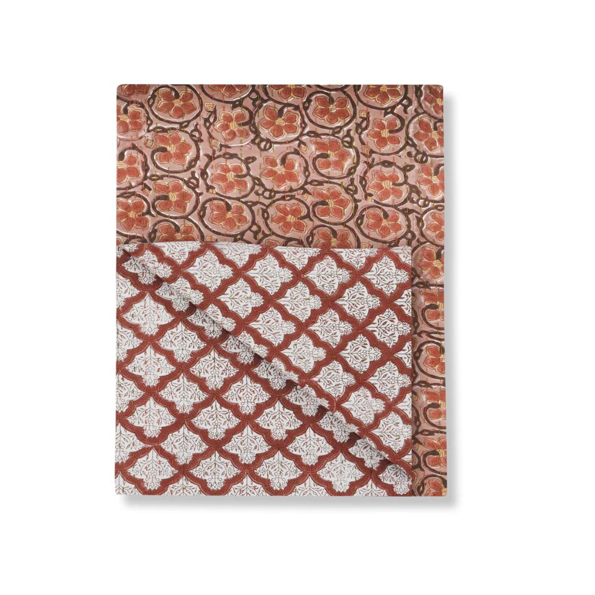  Hibiscus Sofa Throw or Bed Coverlet (Natural)