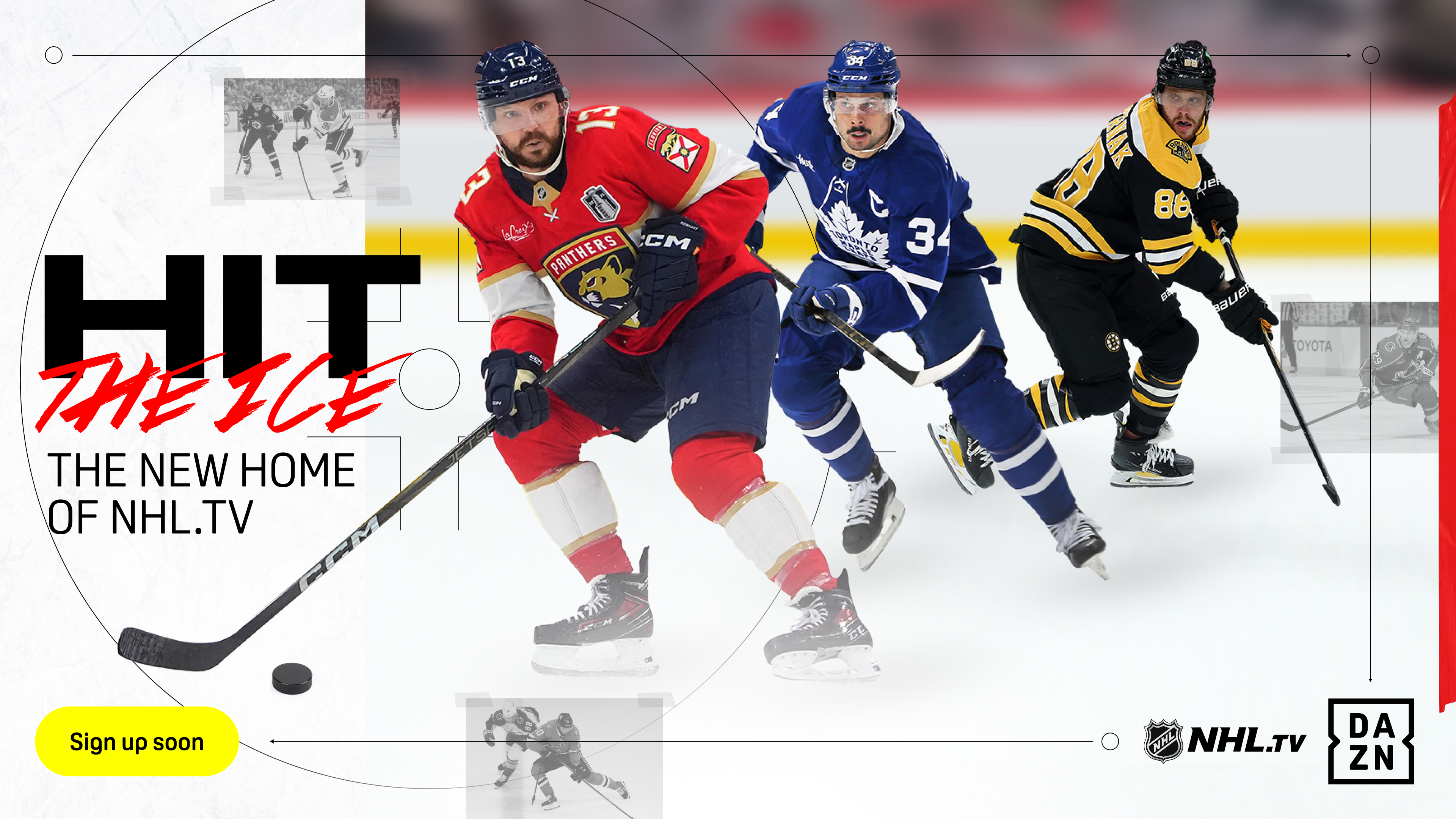 Hockey game with NHL.TV and DAZN logos