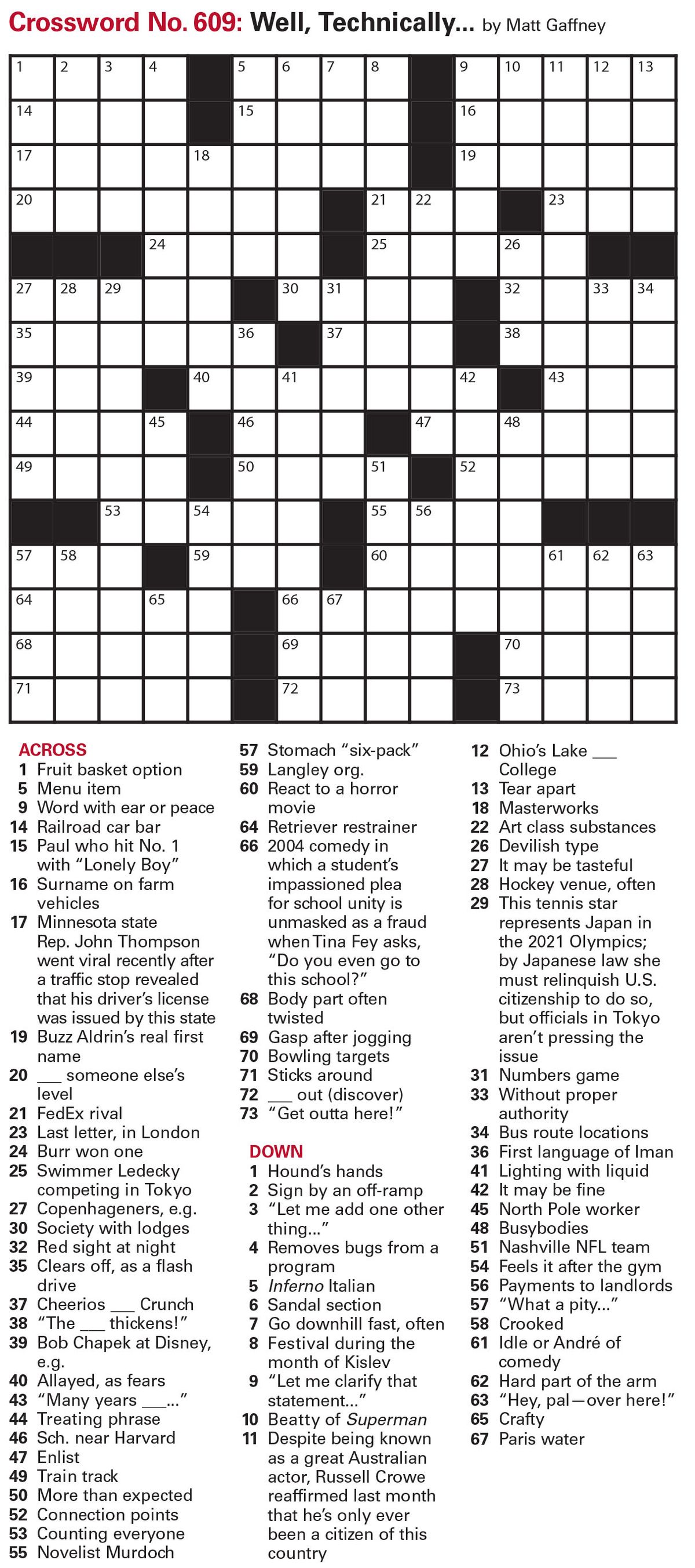 Crossword Whiteout! VI Quiz