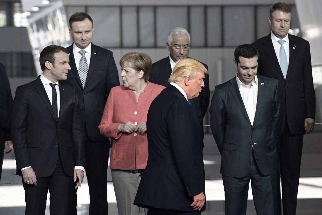 President Trump Angela Merkel Emmanuel Macron