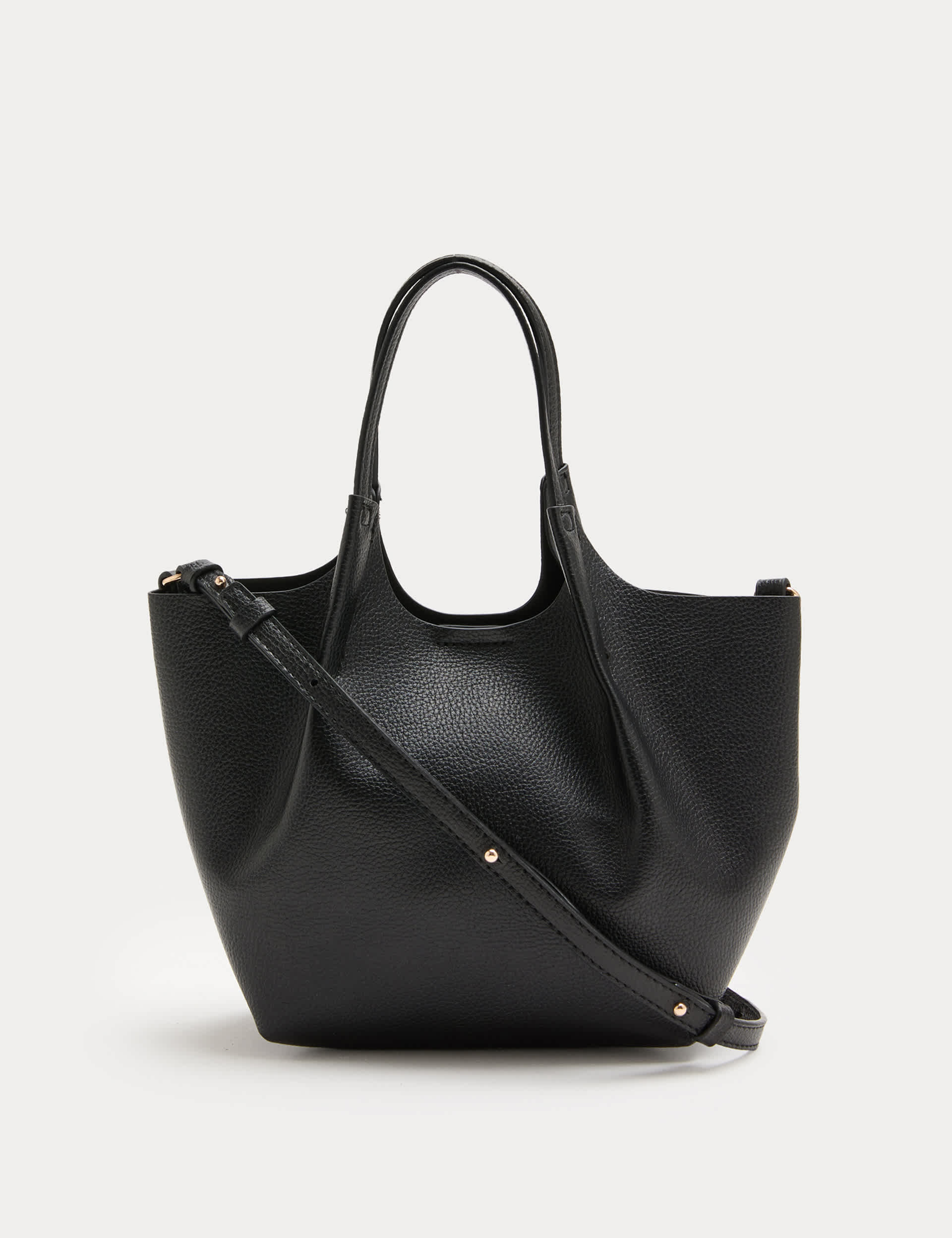 Faux Leather Pinched Mini Tote Bag