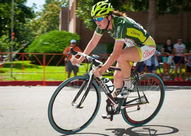 Race director and pro racer Whitney Schultz, Colivita, makes her way through a corner along the back side of teh course.