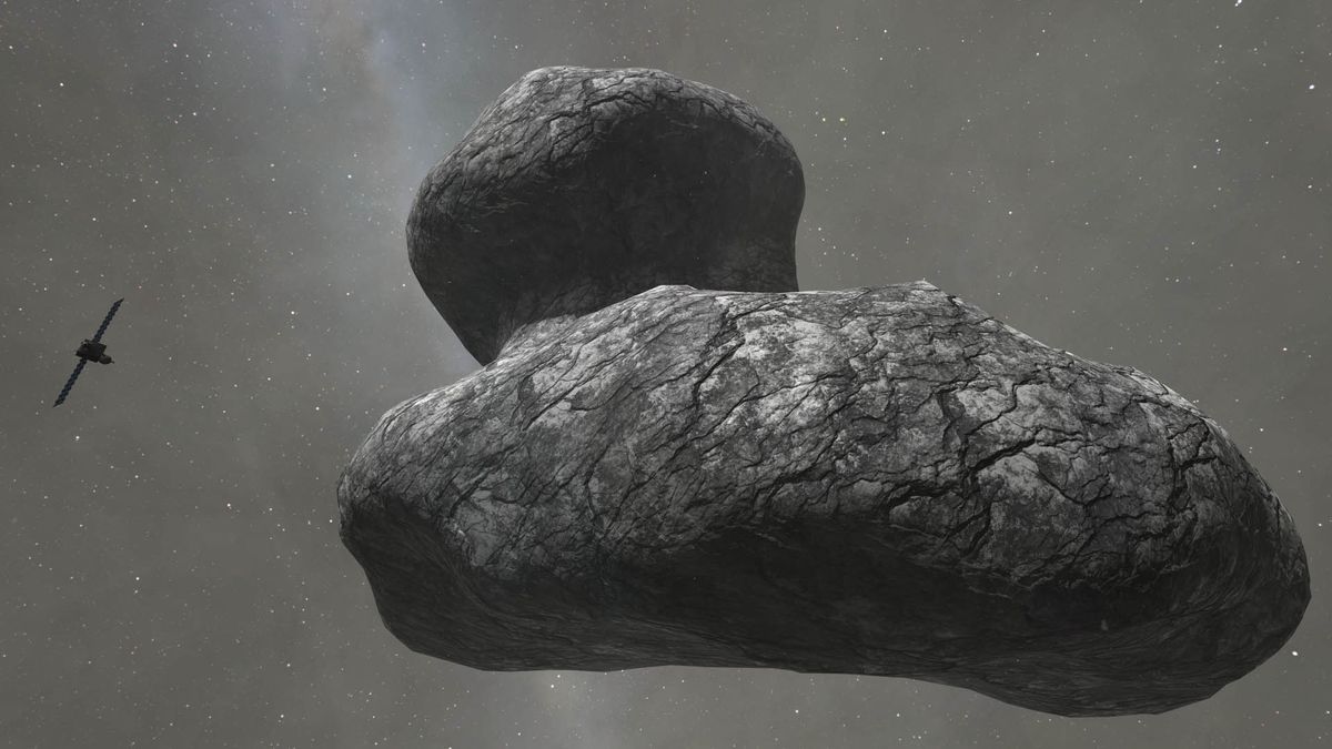 The comet Comet 67P/Churyumov&ndash;Gerasimenko in Kerbal Space Program's Shared Horizon expansion.