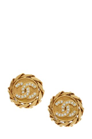 Chanel, Gold & Crystal CC Chain Earrings