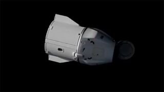 The SpaceX Dragon CRS-24 cargo ship is seen as it backed away from the International Space Station after undocking from the orbiting laboratory on Jan. 23, 2022 to begin the trip back to Earth.
