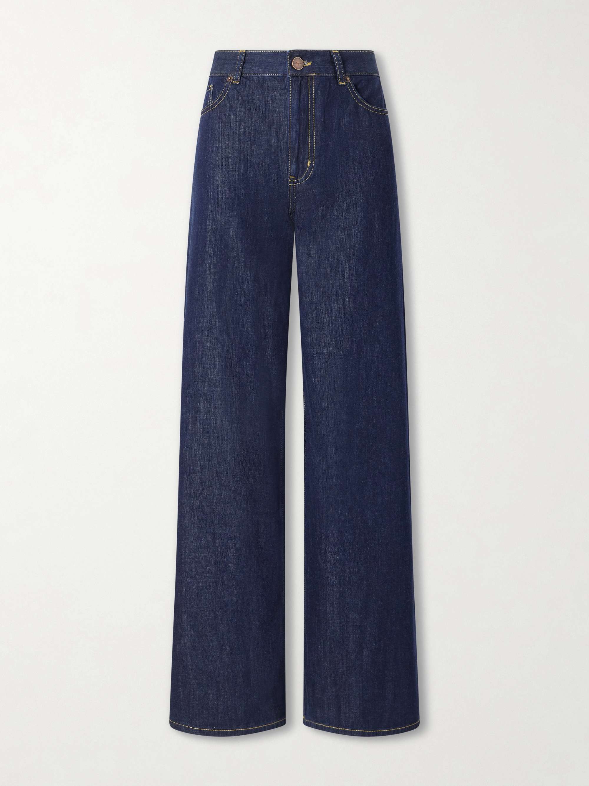 Isadora Cotton-Chambray Wide-Leg Jeans