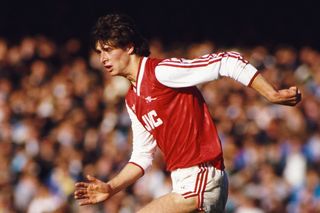 Niall Quinn in action for Arsenal against West Ham in November 1986.