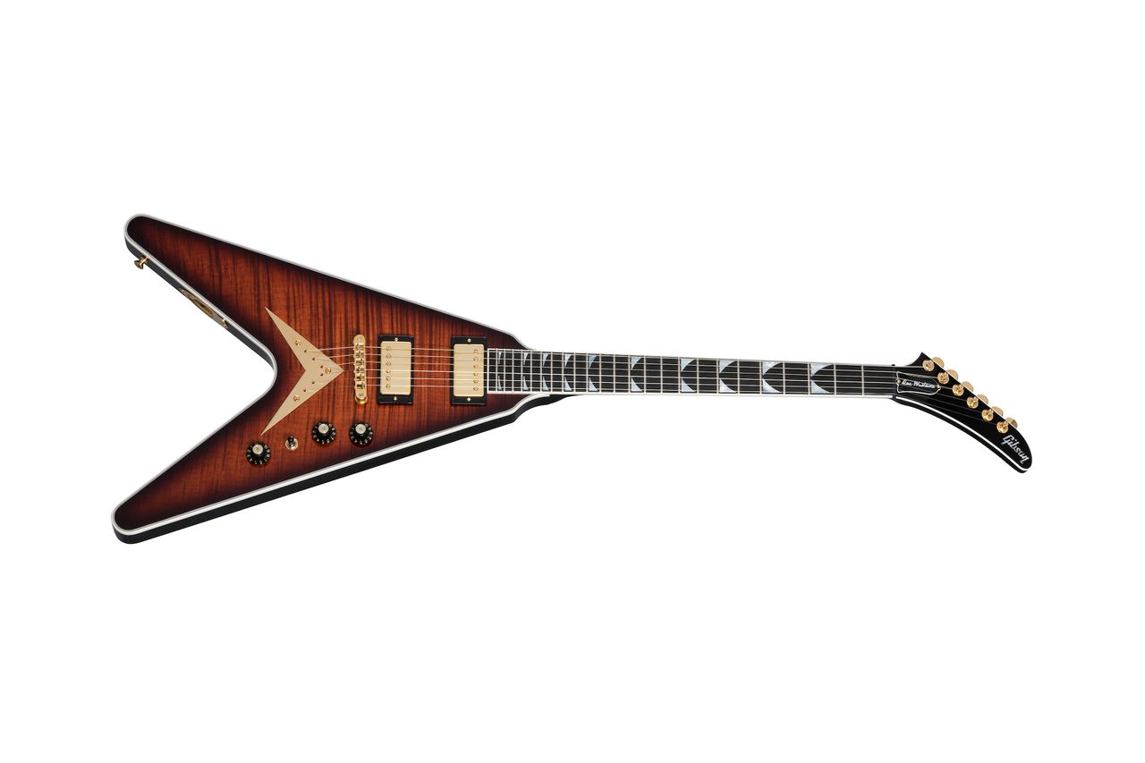 Gibson's new Dave Mustaine signature Flying V in Red Amber Burst