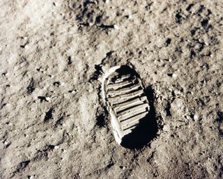 Bootprint of Buzz Aldrin on the Moon