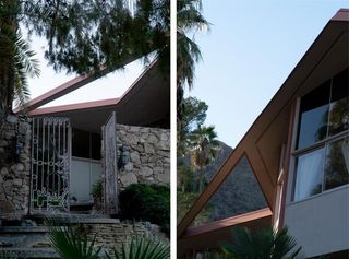 Two different angles of a modernism-style roof