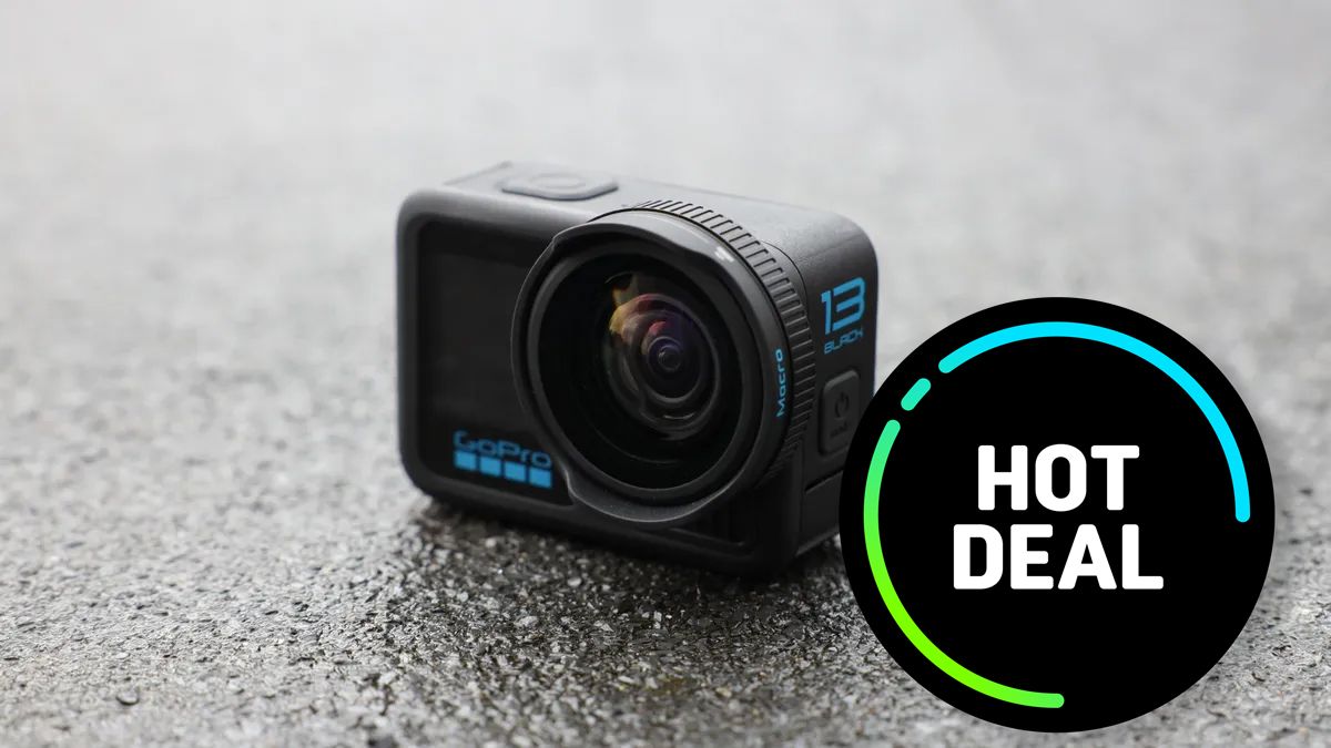 The GoPro Hero 13 Black sits on cement