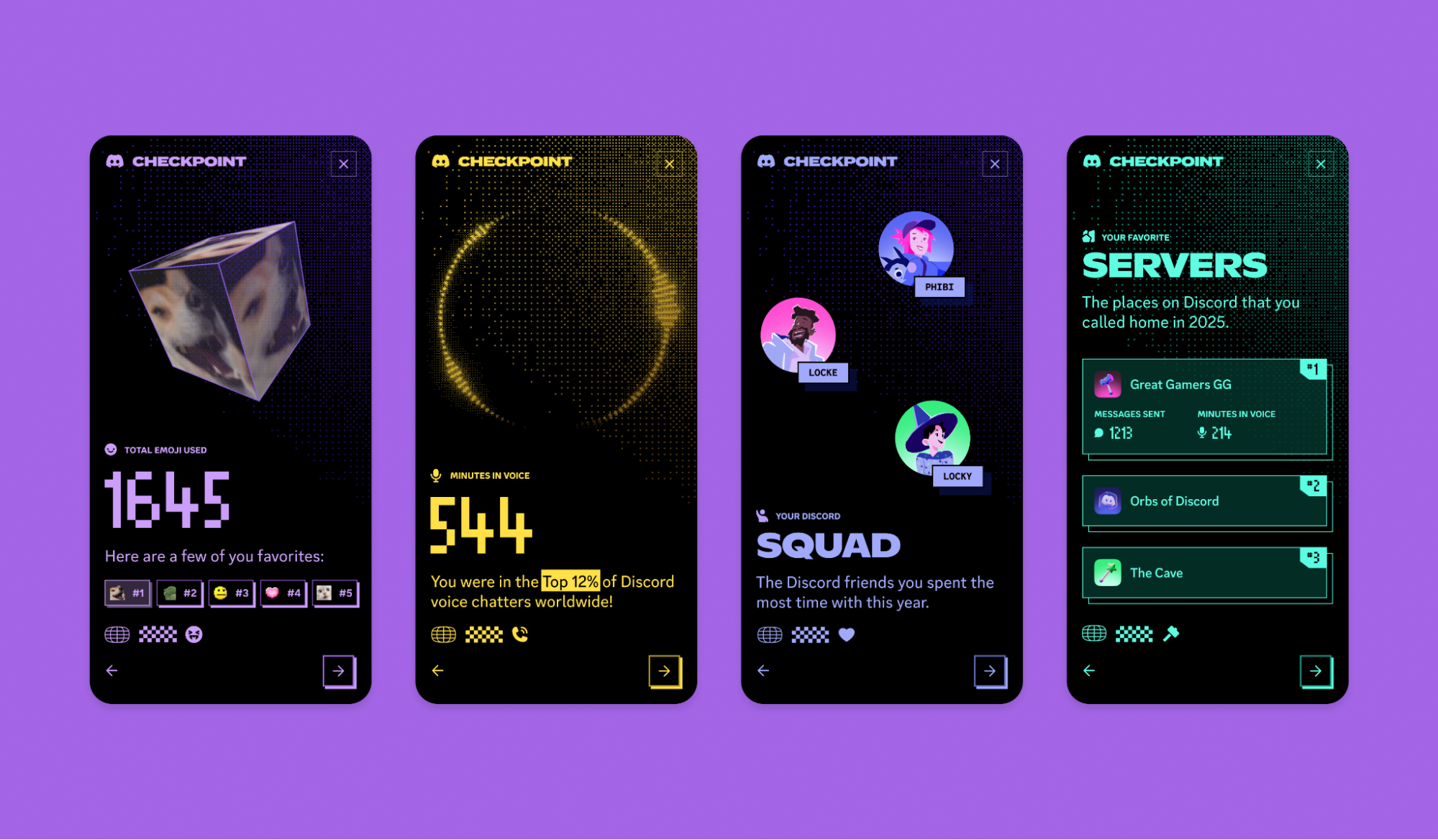 Discord Checkpoint stats being showed on a phone screen.