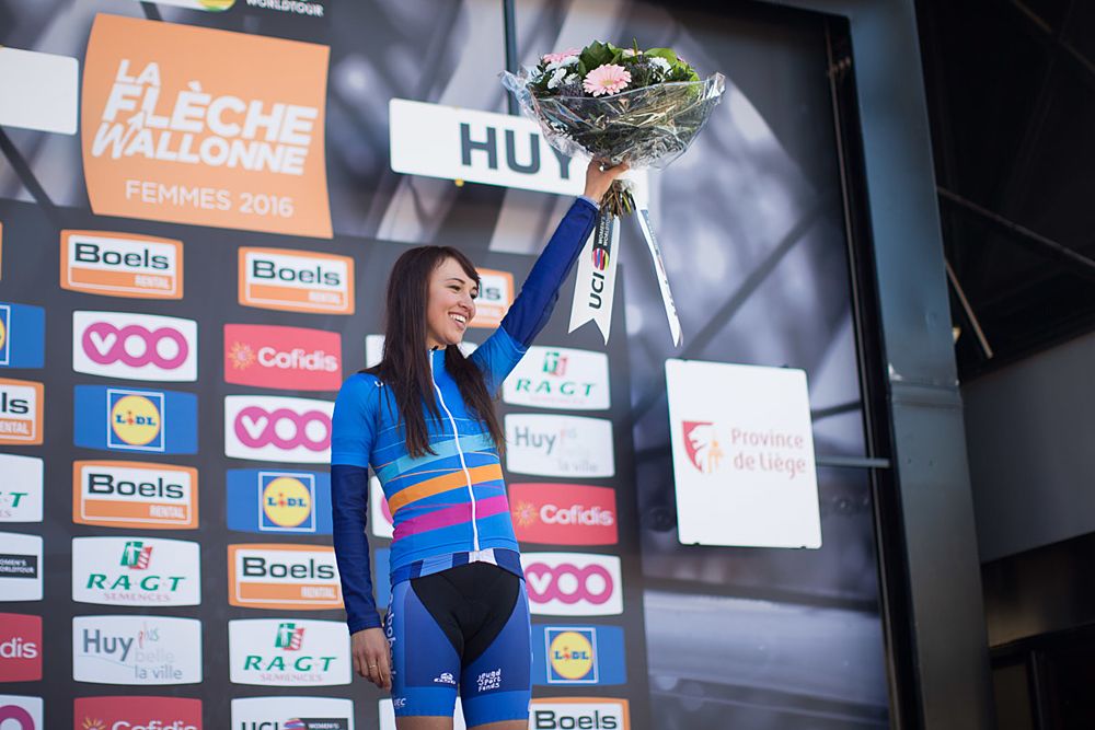 Katarzyna Niewiadoma (POL) of Rabo-Liv Cycling Team retained the U23 UCI World Women's World Tour jersey after finishing 4th at the Fl&egrave;che Wallonne Femmes