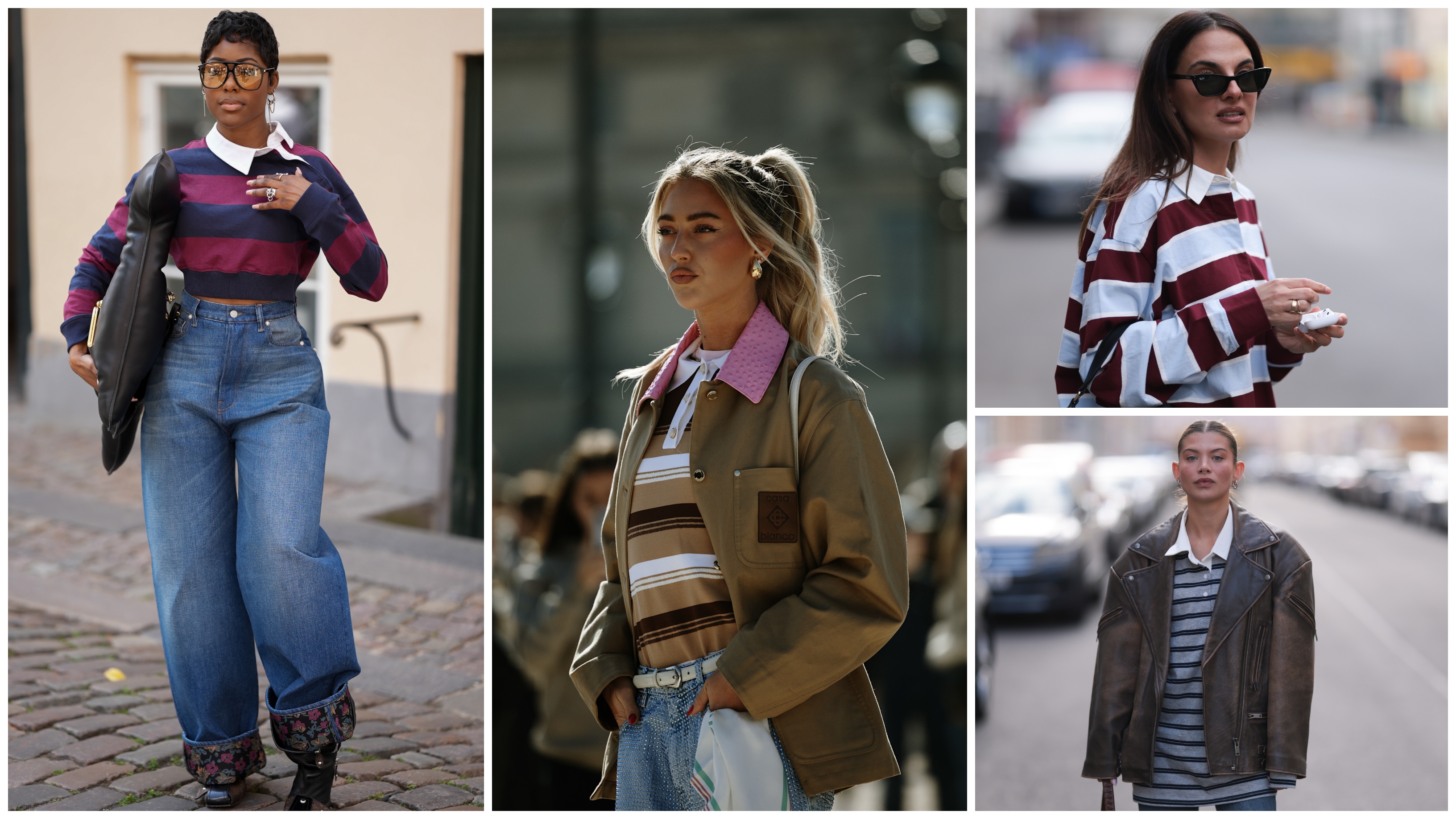 collage of women wearing rugby shirts 