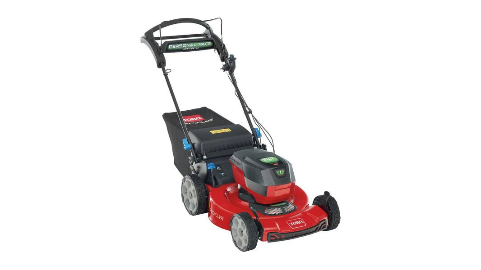 red Toro 21466T self-propelled walk-behind lawn mower on white background