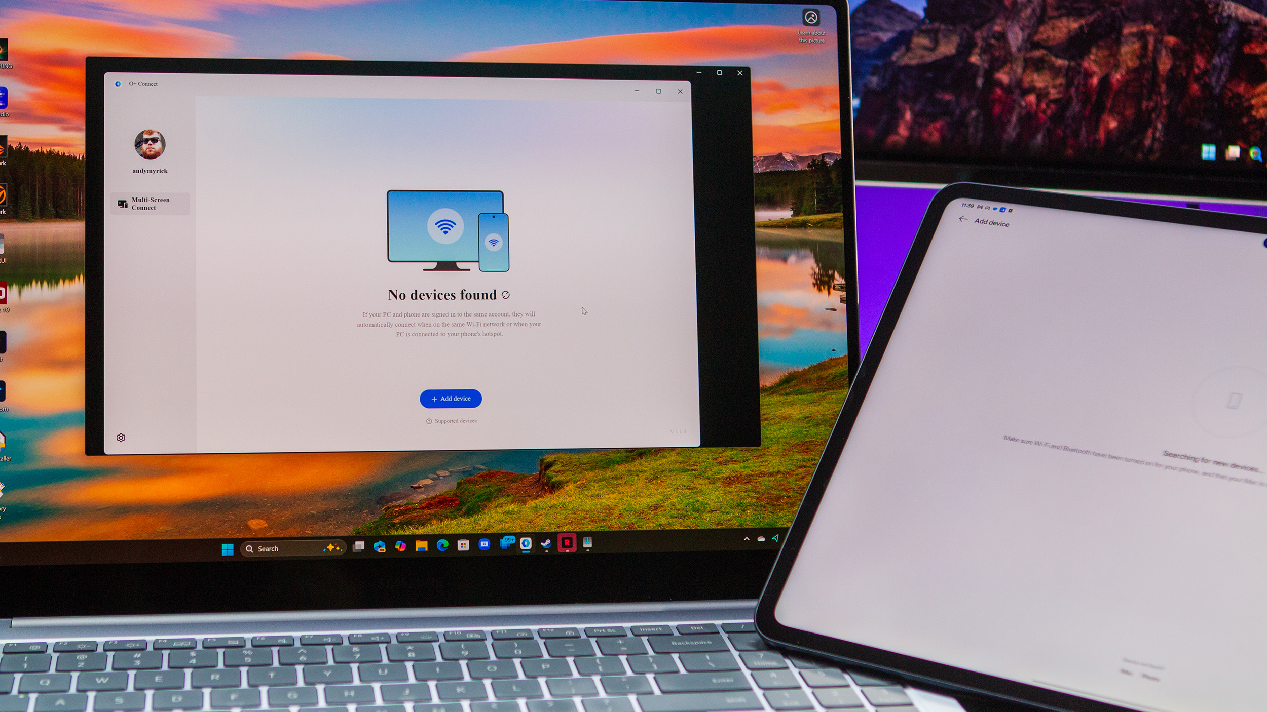 O+ Connect between OnePlus Pad 3 and Windows laptop