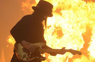 Mick Mars performs with Mötley Crüe at the 2014 iHeartRadio Music Festival at the MGM Grand Garden Arena on September 19, 2014 in Las Vegas, Nevada