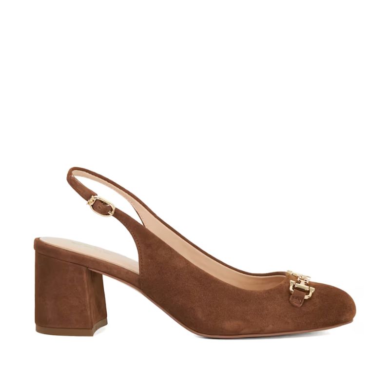 Dune, Leather Block Heel Slingback Shoes