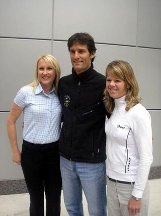 Mark Webber with Katie Brown (L) and Lorian Graham (R)