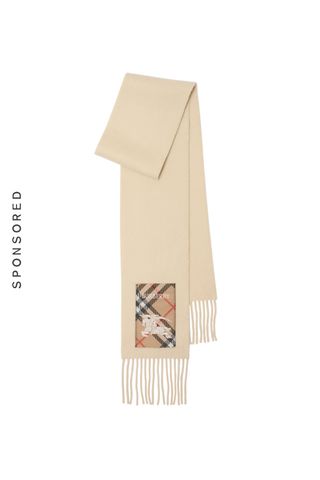 Check Label Cashmere Scarf in Nutmeg | Burberry® Official