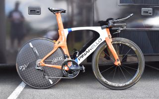 Dylan van Baarle's custom-painted Pinarello Bolide time trial bike