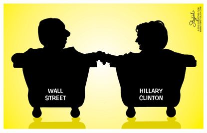 Political Cartoon U.S. Hillary Wall St. 2016