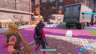 Fortnite Downtown Drop - Dance or emote between two food trucks