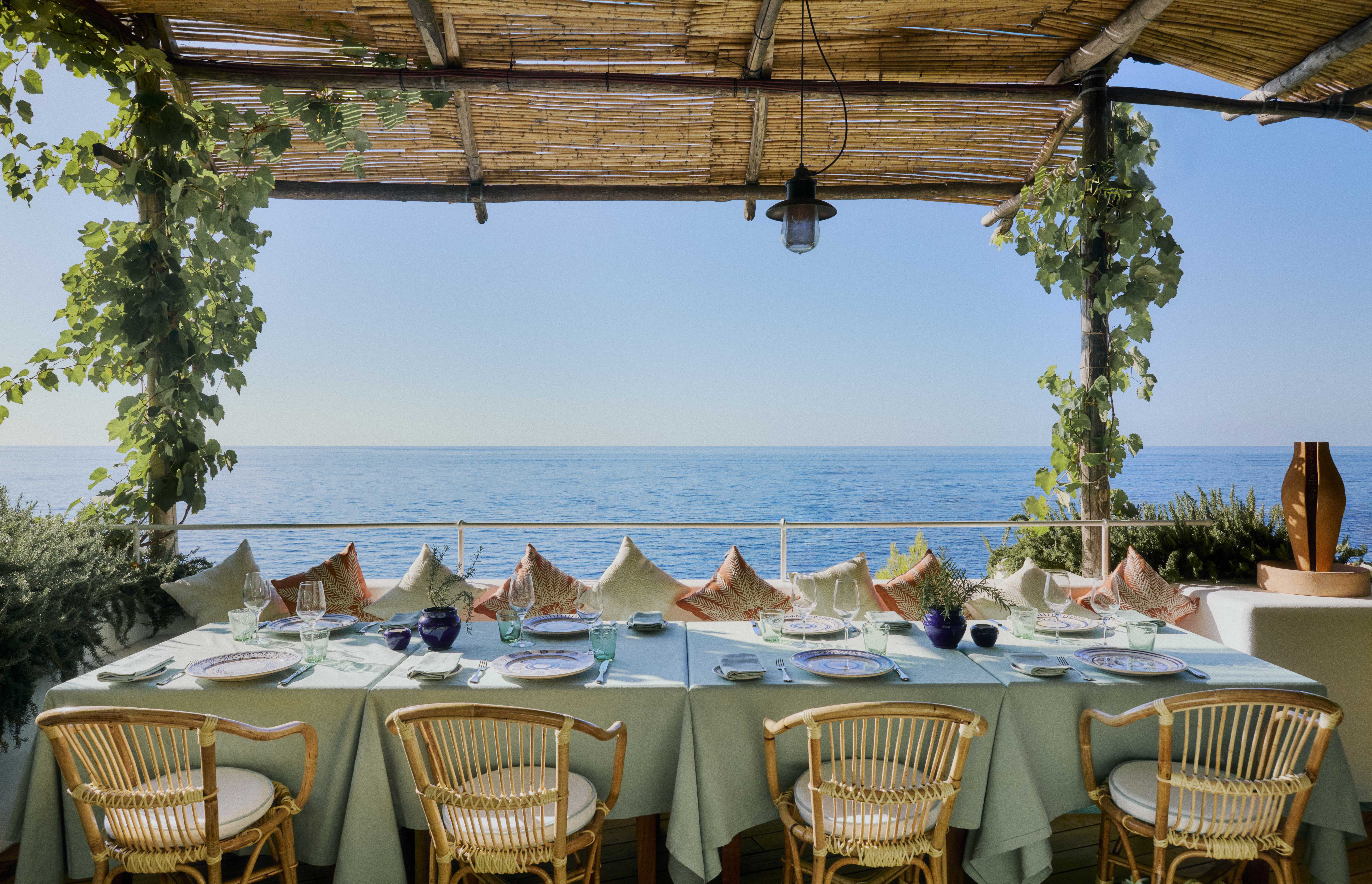 Blue and white beach club