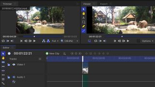 HitFilm 2022 interface showing footage of elephants