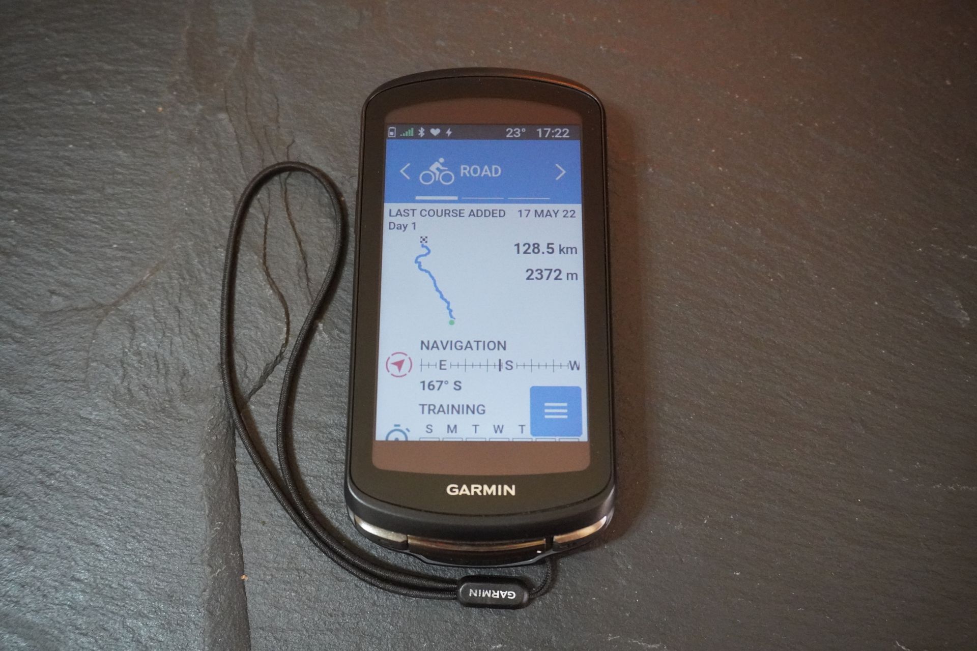 Home screen of the Garmin Edge 1040 Solar