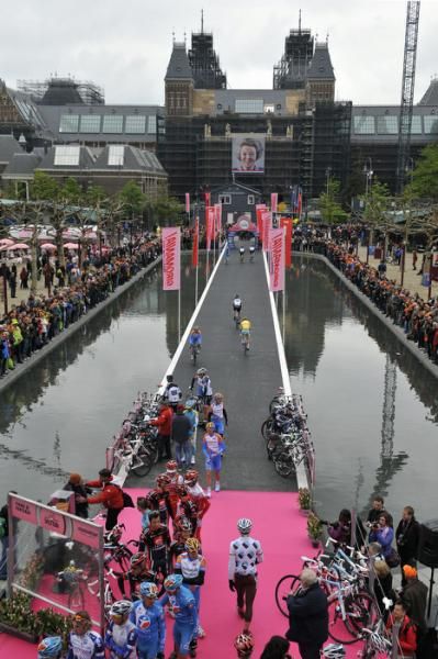 The dramatic Museumplein sign-in area prior to stage two in Amsterdam.