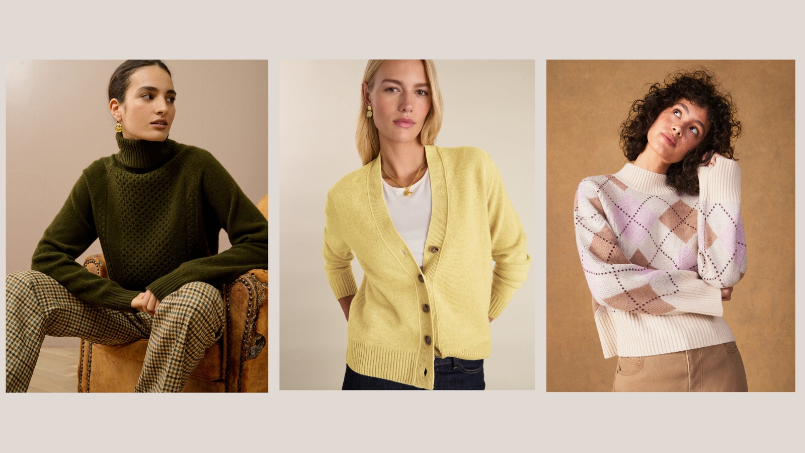 3 models wearing the best wool jumpers