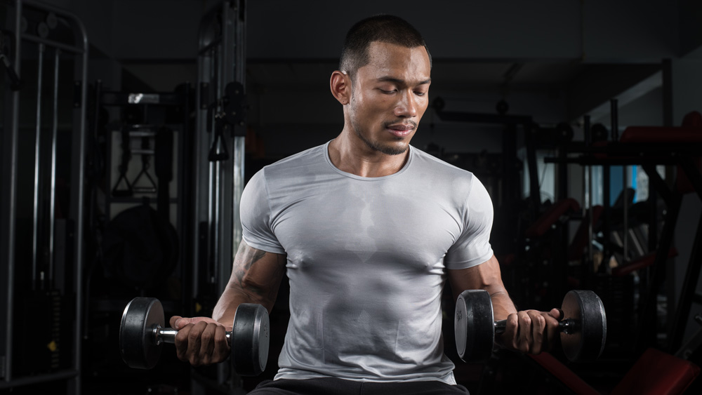 dumbbell or barbell curls