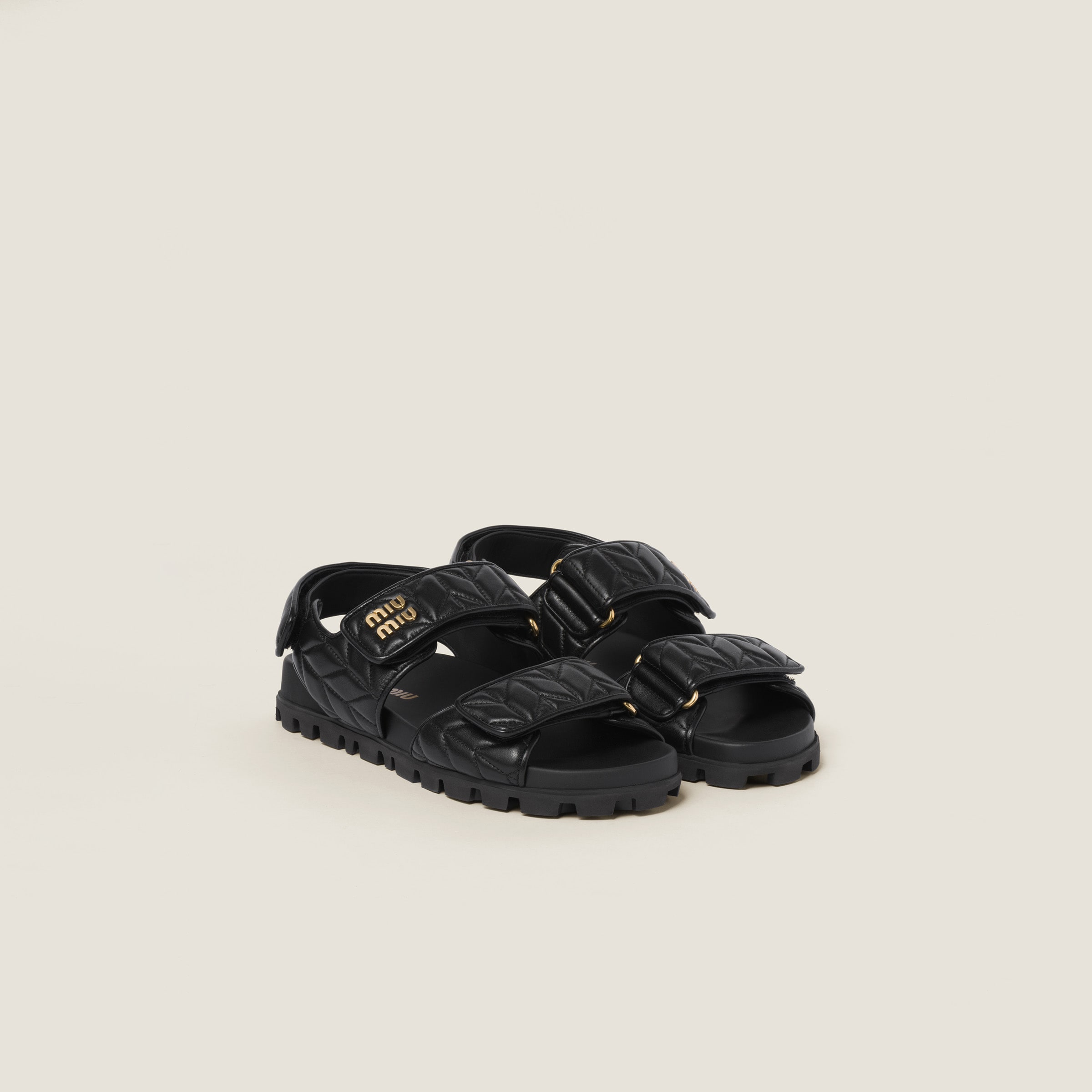 Sporty Matelass&amp;eacute; Nappa Leather Sandals