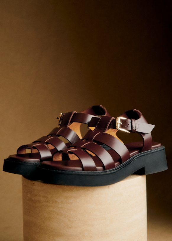 Allie Low Sandals - Glossy Chocolate - Bovine Leather - Sézane